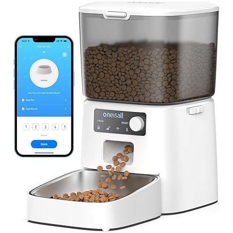 3.5L Automatic Cat Food Dispenser WiFi 2.4 GHz, White Cat/Dog Food Dispenser with App, Automatic Feeder with Timer, Stainless Steel Bowl (1/5)