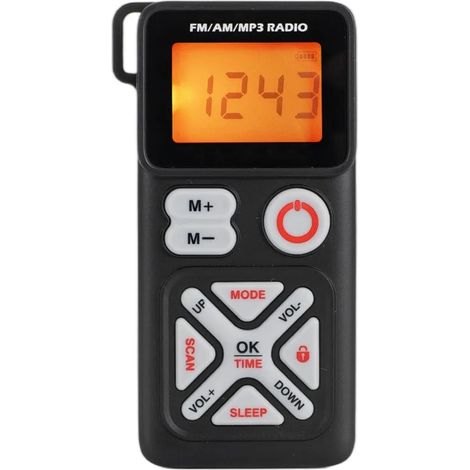 Mini radio (noire) - FM/AM/MP3 - Minuterie de mise en veille - Prise casque 3,5 mm - Carte TF - Chargement USB-C (1/5)