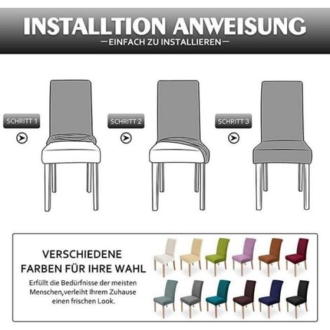 Housse de chaise - - Noir - 4 pièces - Imperméable - Extensible (1/4)