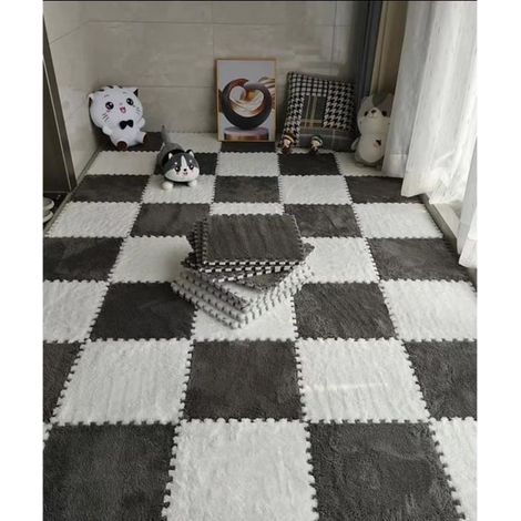 10 tapis en mousse EVA, carreaux emboîtables 30x30 cm, tapis de jeu doux avec bordure, pour chambre d'enfant et aire de jeux intérieure