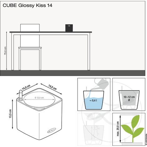 LECHUZA® Tischgefäße CUBE Glossy 14 Scarlet rot hochglänzend (1/5)
