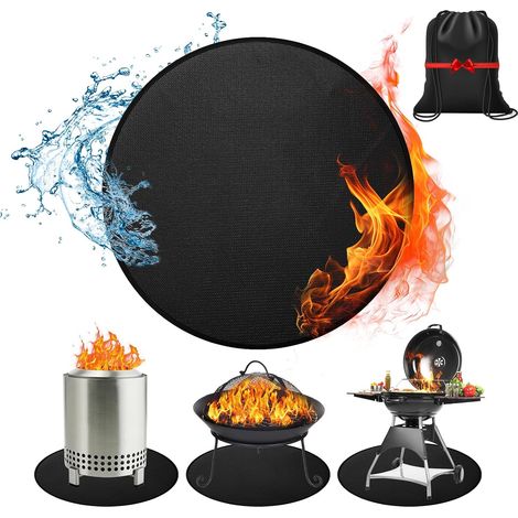 Fire pit mat for solo stove fire,  Round grill mat for outdoor grilling,  Fireproof waterproof grill mat for solo stove accessories,  Grill mat for outdoor grill deck,  91CM (1/5)