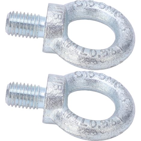 Lot de 2 vis à œil à anneau en acier Q235 zingué blanc filetage profond pour levage M18 (1/5)
