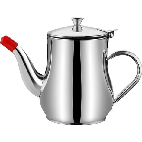 Pot à huile en acier inoxydable avec passoire à mailles fines, récipient à graisse, flacon distributeur d'huile, bidon de stockage d'huile pour la cuisine (946 ml)