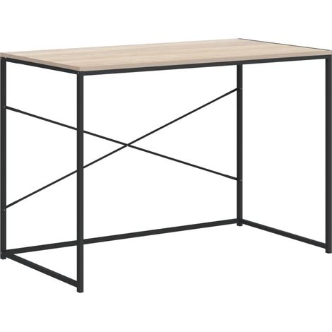 Bureau d'ordinateur Noir et chêne 110x60x70 cm (1/5)
