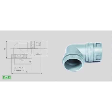 HELU 98436 HSSV 90° PG Schlauchverschraubung Schwarz PG21  90° 1 St.