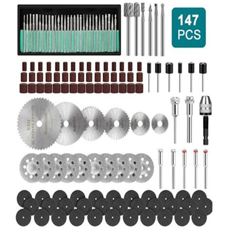 Mandrins de ponçage adaptés à la perceuse à ongles Dremel, 147 pièces, Kit de lames de scie, outils abrasifs rotatifs (1/2)