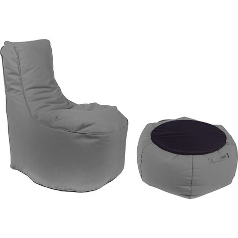 Poltrona Pouf e Tavolino in Acrilico Pomodone Grigio Chiaro (1/5)