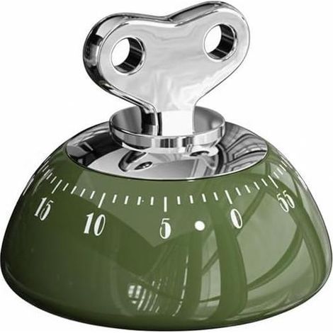 Mechanischer Retro-Küchentimer, grün, 60-Minuten-Countdown mit Magnetrückseite, Handaufzug, akustischer Alarm für Küche und Haushalt