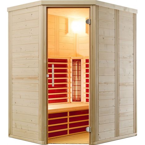 Infraworld Infrarotkabine Vario Natura 148 Ecke links Fichte 148x121,5cm mit 2 ABC-Strahler (1/5)
