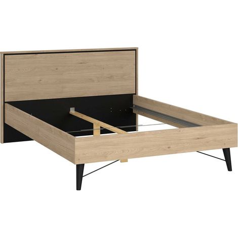Dmora - Letto piazza e mezza Zocca, Sommier per camera da letto, Giroletto per stanza, Struttura porta materasso, 207x153 h91 cm, Rovere