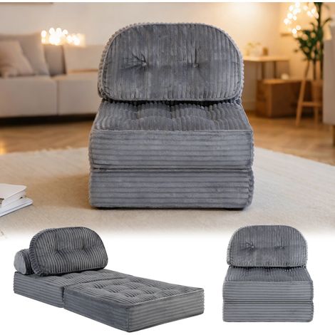 Faltbares Schlafsofa, 4-in-1 Tragbarer Stuhl-Bett-Komfortable Bodensofa, Umwandelbarer Schlafsessel mit Kissen, Cord-Stoffbezug Sessel Schlafcouch, für Wohnzimmer und Schlafzimmer