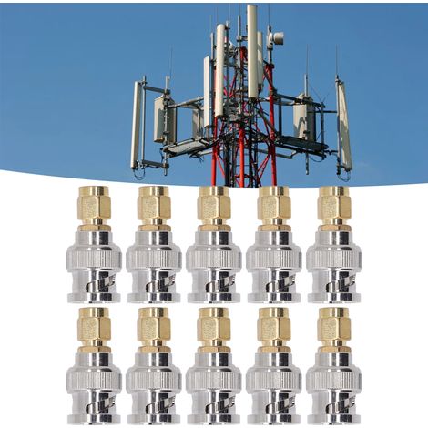 10 Pièces Adaptateur SMA Mâle vers BNC Mâle pour Câble Coaxial RF - Connecteur de Conversion (1/5)