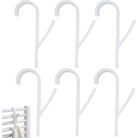 BRAVIX Lot de 6 crochets de salle de bain, porte-serviettes, porte-serviettes, crochets de radiateur, en plastique, porte-serviettes chauffants, porte-serviettes flexibles, pour salle de bain et cuisi