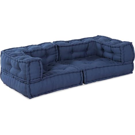 Modular Sofa Manual 2 pcs Indigo 140 x 70 x 36 cm Fabric vidaXL