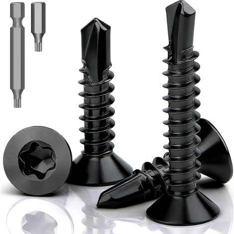 120 Pièces Vis Autoforeuse Torx M4,2x16 mm Visse Autoforeuse Noir (1/5)