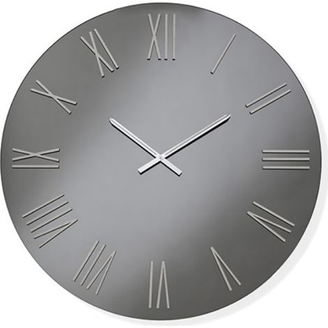 Orologio da parete rotondo D60 cm in cristallo Fume' e numeri Argento - SEAN
