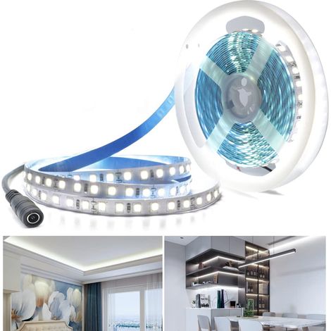 LED Bande Flexible 24V LED Strip 5M Blanc Froid 6000K Ruban LED SMD2835 600LEDs Intérieur Décoration d'éclairage pour cuisine chambre à coucher IP20 non étanche (1/5)