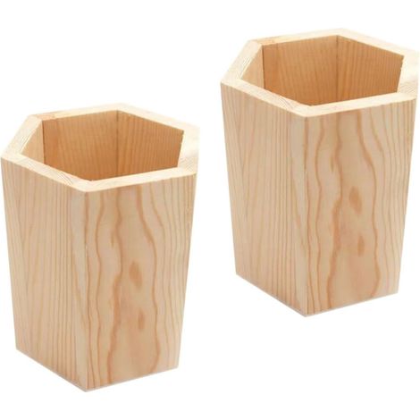 für Büromaterial 2 Stück Holz Stiftehalter Sechseckig