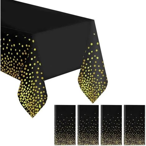 Nappe Jetable - Noname - 137 x 274 cm - Résistante à l'eau - Noir - Pois en feuille d'or (1/4)