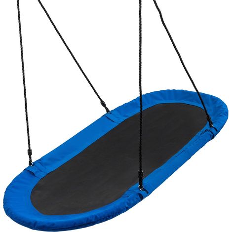 COSTWAY Oval Swing 60’’ Tree Swing with 40’’- 63’’ Adjustable Heights-Blue (1/5)
