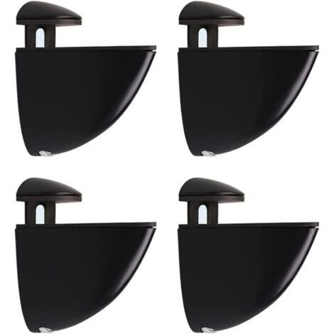 Adjustable Glass Shelf Bracket, 4 Pieces Glass Shelf Bracket, Zinc Alloy Adjustable Glass Clamp for Wooden/Glass Shelf from 2 to 23 mm Thickness (Black) (1/3)