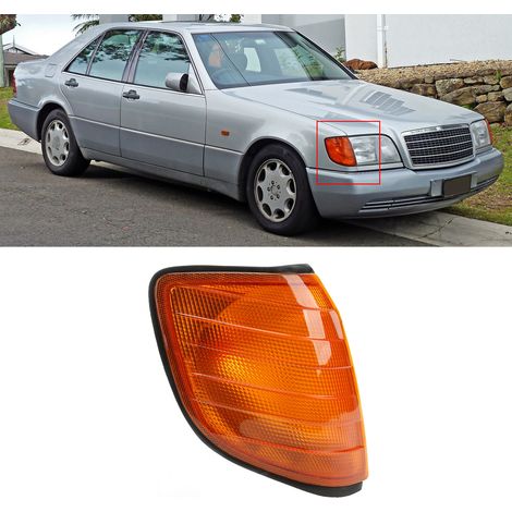 Scheinwerfer und vordere Blinker (Leuchtmittel nicht enthalten), passend für Mercedes-Benz W140 S320 (1995–1999) (gelb). Rechte Seite: 1408260643 (1/5)