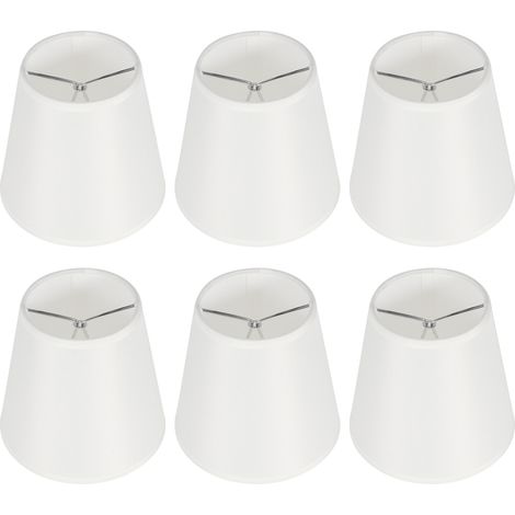 6 Abat-jour textiles pour appliques et lustres – Design blanc à fixation E14 (diamètre 14mm) – Lot de 6 pièces