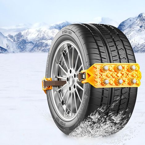 Lot de 2 chaînes à neige universelles pour pneus de voiture - Réglable - Ceinture d'urgence - Antidérapantes - En polyuréthane thermoplastique - Pour voitures, SUV, camions (1/5)