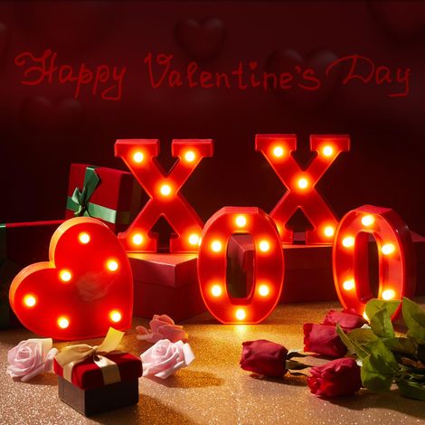 Letra luminosa LED para el Día de San Valentín, letrero luminoso a pilas, decoración de mesa, dormitorio, fiesta, hogar. (1/5)
