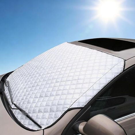 Parasol para parabrisas delantero de coche, Parasoles para coche, Protección solar para coche, Accesorio para coche, Antinieve plegable universal para coche, Lluvia, 140 x 95 cm (1/5)