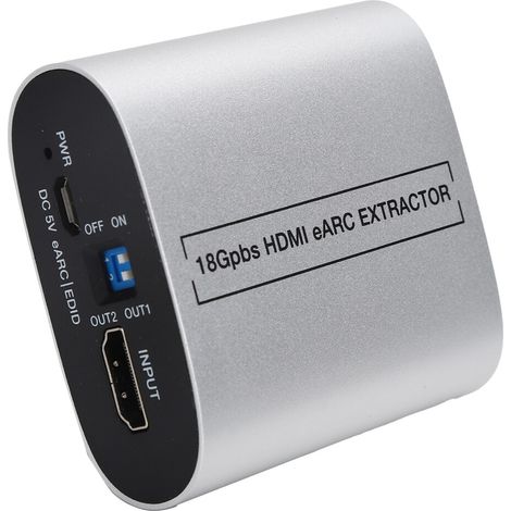 Convertitore audio HDMI con uscita ottica SPDIF, HDMI 2.0B 18 Gbps, compatibile con HDCP 2.3 e EARC, compatibile con LPCM 7.1 e Dolby Digital Surround Sound, conversione da HDMI ad audio ottico.