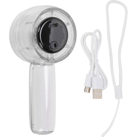 Ventilador turbo portátil Crezuo, 5 velocidades, ajustable continuamente, recargable, portátil, pequeño con pantalla digital, para acampar al aire libre, blanco.