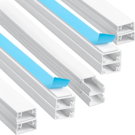 Goulotte de câbles (10 pièces) de 4 m x 20 mm x 10 mm avec ruban adhésif mousse - Organisateur de câbles TV mural (1/4)