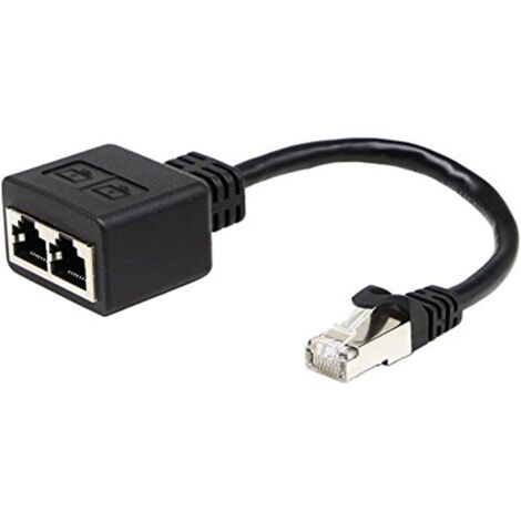 Adaptateur réseau RJ45 1 à 2,RJ45 A mâle-femelle adaptateur double (15cm) Il est utilisé pour commuter le réseau de deux ports indépendamment,et les deux ports ne peuvent pas être utilisés en (1/5)