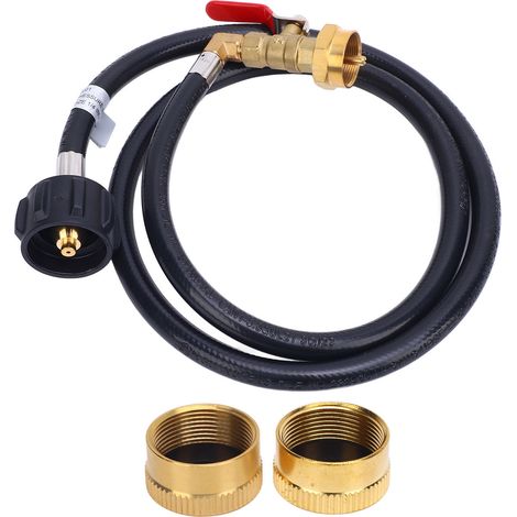 Tuyau adaptateur de recharge de gaz 4 pieds/48 pouces, avec vanne de commande marche-arrêt et 2 capuchons, Extension de connecteur QCC de remplissage de 20 Lb à 1