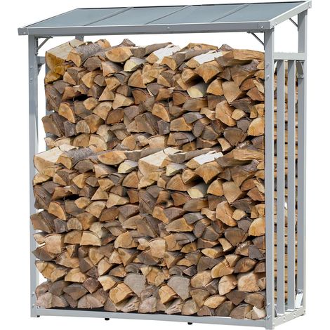 ALUMINIUM Kaminholzregal 130 x 70 x 185 cm Garten Kaminholzunterstand 1,6 m³ Kaminholzlager Stapelhilfe Aussen