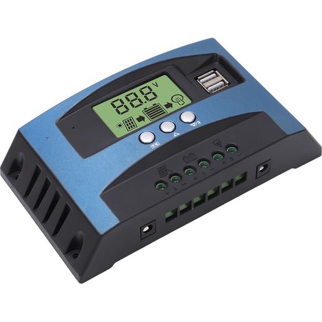 Contrôleur de charge solaire 12V 24V, identification intelligente, MPPT, affichage LCD, régulateur de charge pour panneau solaire 30A (10A en décharge) (1/5)