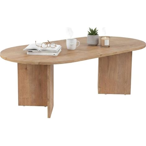 Dmora - Tavolino da salotto Elain, Tavolo basso da caffè, Portariviste per divano, Ripiano da soggiorno, 119x60 h40 cm, Quercia