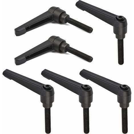 6 PCS Poignée de Levier de Serrage M8, Poignées Réglables 32MM de Machine de Poignée de Filetage Mâle en Acier Inoxydable M8 (Noir) (1/5)