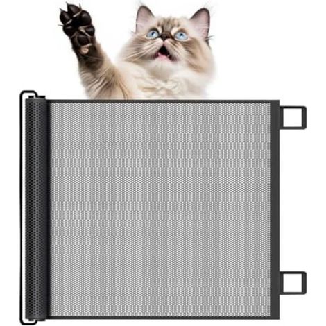 Barrière de sécurité rétractable pour bébé et chien, barrière de sécurité extensible, barrière de sécurité pour chiens et chats pour escaliers, couloirs, intérieur et extérieur - Noir, 110 x 78 cm (1/5)