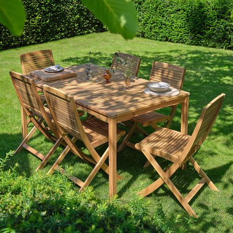 Salon de jardin en acacia 6 personnes (1/5)
