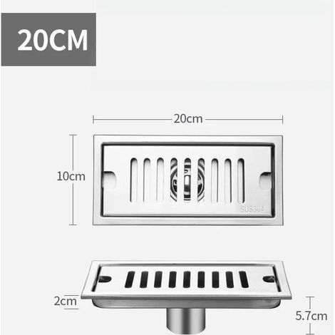 (20CM Middle row)Long Floor Drain Bathroom Stainless Steel 304 Thickened Large Capacity Anti-odor Shower Room Rectangular (1/4)