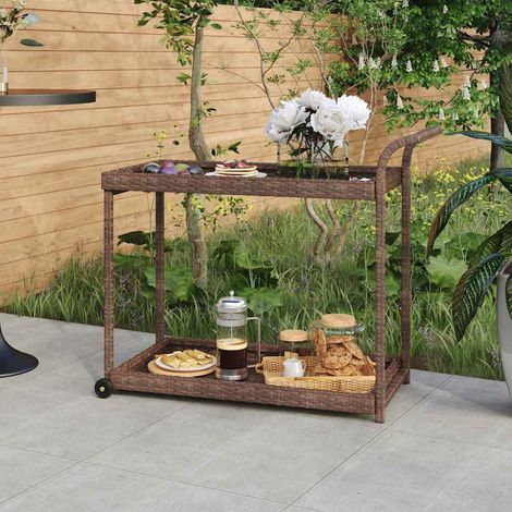 vidaXL Carrito de bar ratán sintético marrón 100x45x83 cm (1/5)