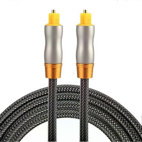Câble optique numérique Toslink - 1,5 m, 6 mm, connecteur métallique plaqué or (1/5)