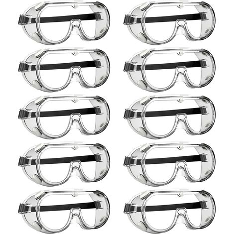 Paquete de 10 gafas de seguridad transparentes, antivaho y resistentes al polvo, para talleres, laboratorios y obras de construcción. (1/5)