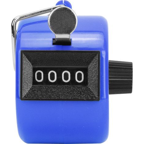 BERM Compteur manuel à 4 chiffres avec bouton en plastique pour réinitialiser l'outil de comptage portable avec crochet bleu (1/5)