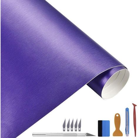 Vinyle adhésif brossé métallique violet 30x300cm pour covering auto, meubles, laptop (1/5)