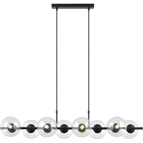 Lampada a Sospensione Rory, Acciaio verniciato a polvere, Vetro, Nero, 115x110x29 cm (1/5)