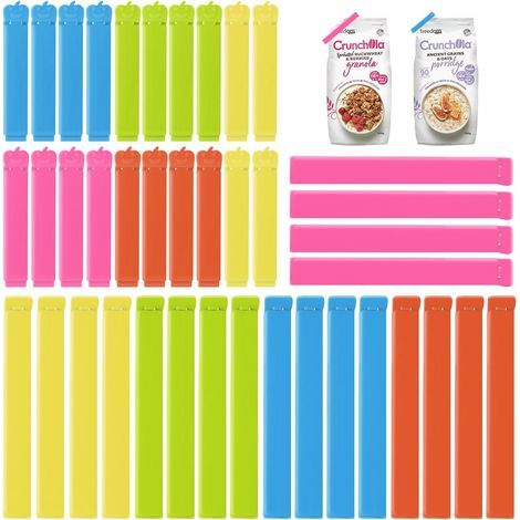 40 Stück 7/11 cm große Beutelverschlussclips, mehrfarbig, wiederverwendbar für Kaffee, Milchpulver, Kekse und Süßigkeiten (1/5)